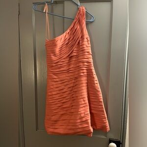 Reiss one shoulder satin pink dress